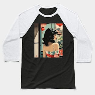 A Japanese Woman - Anime Drawing Baseball T-Shirt